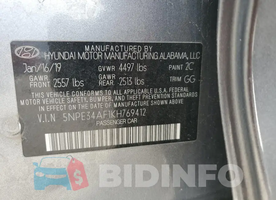 5NPE34AF1KH769412 Photo# 12