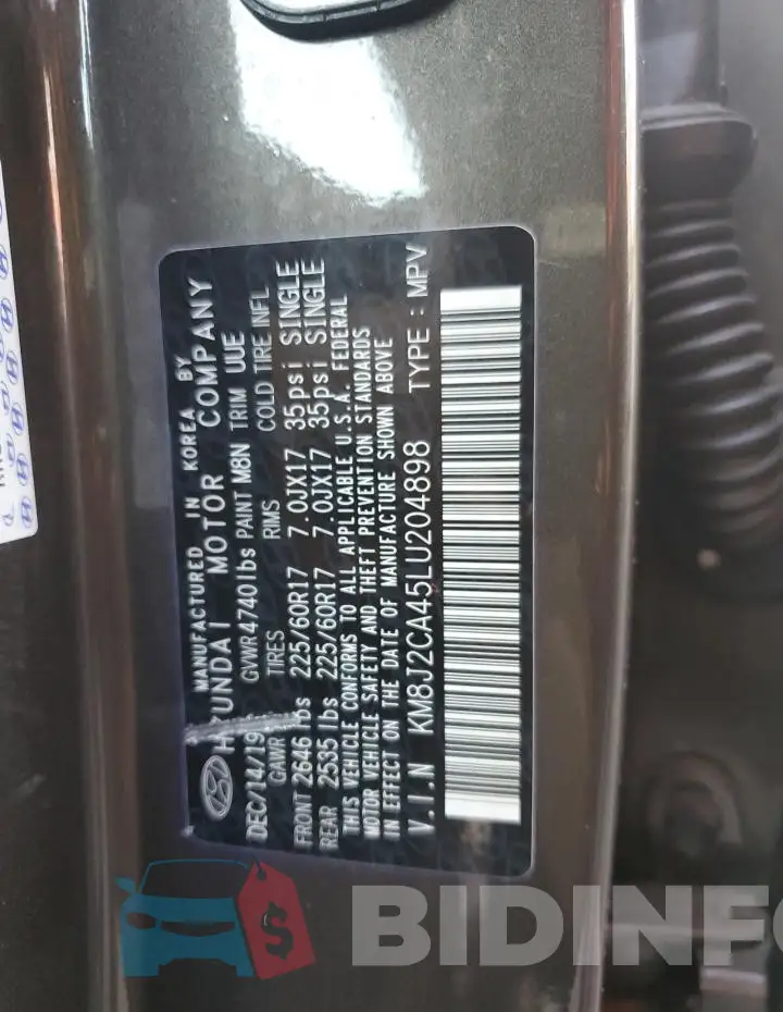 KM8J2CA45LU204898 Photo# 12