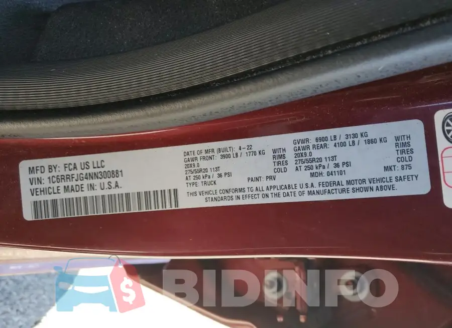 1C6RRFJG4NN300881 Photo# 12