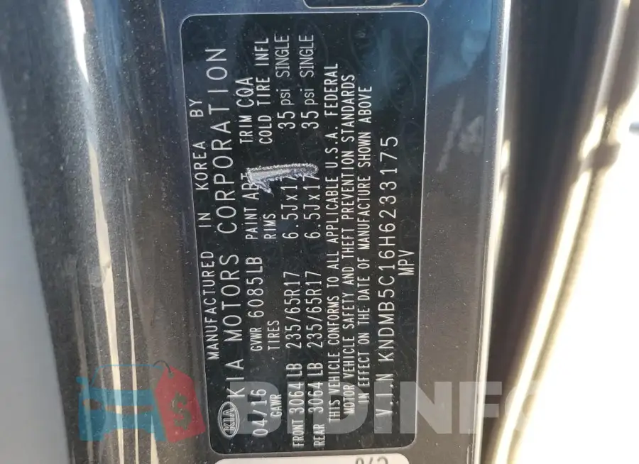 KNDMB5C16H6233175 Photo# 13