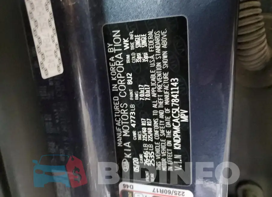 KNDPMCAC5L7841143 Photo# 13