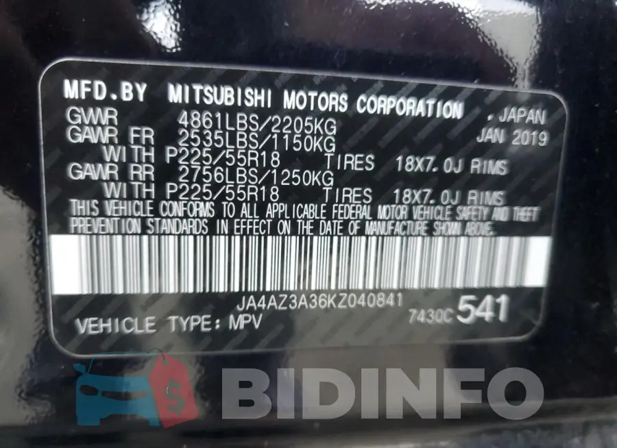 JA4AZ3A36KZ040841 Photo# 13