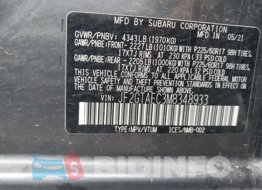 JF2GTAEC3M8348933 Photo# 12