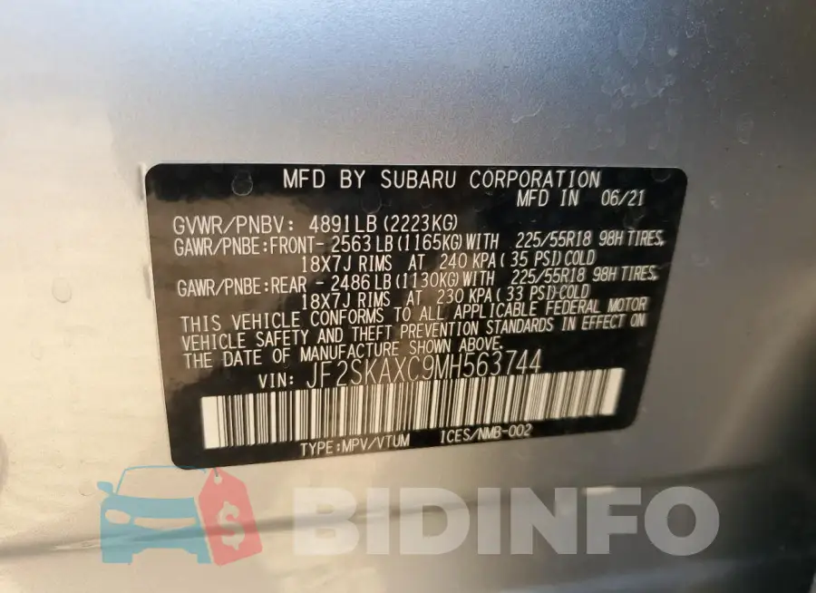 JF2SKAXC9MH563744 Photo# 13
