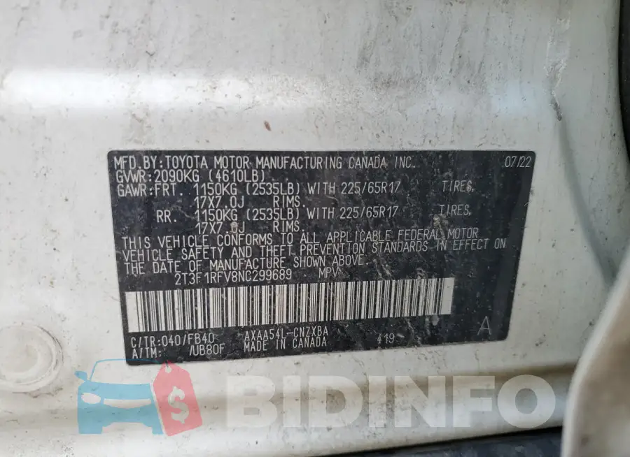 2T3F1RFV8NC299689 Photo# 13
