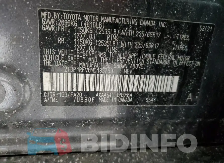 2T3P1RFV0MC185799 Photo# 13
