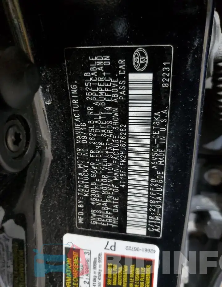 4T1BF1FK2HU676262 Photo# 12