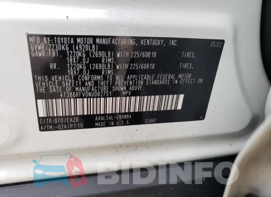 4T3B6RFV0NU082751 Photo# 13