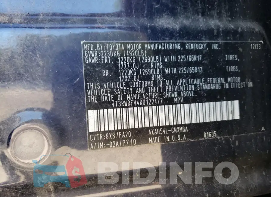 4T3RWRFV4RU122477 Photo# 14