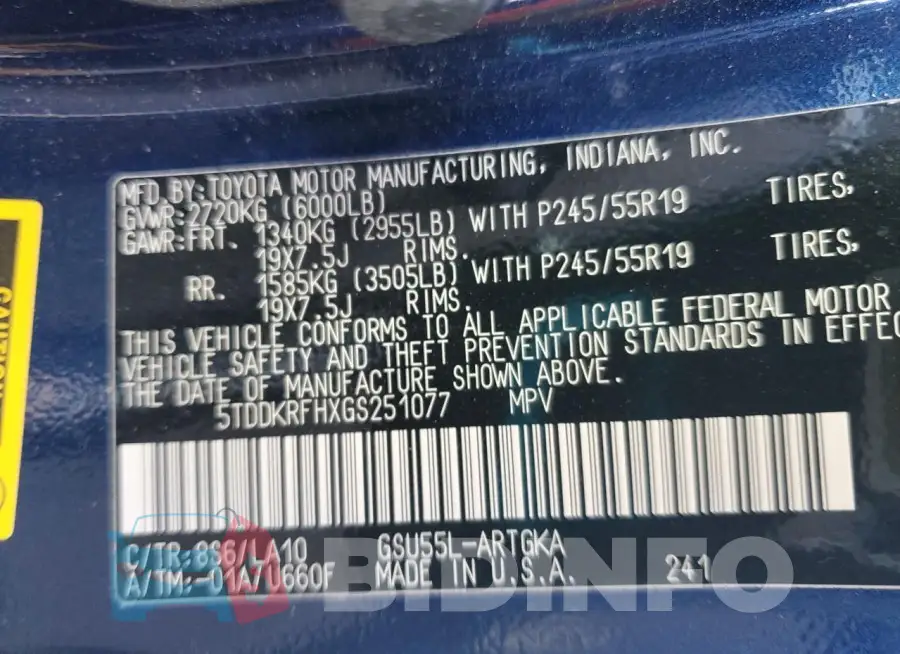 5TDDKRFHXGS251077 Photo# 14