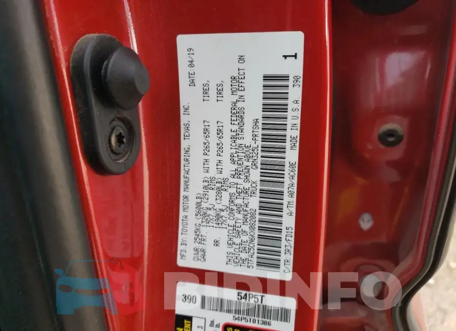 5TFAZ5CN6KX082082 Photo# 13