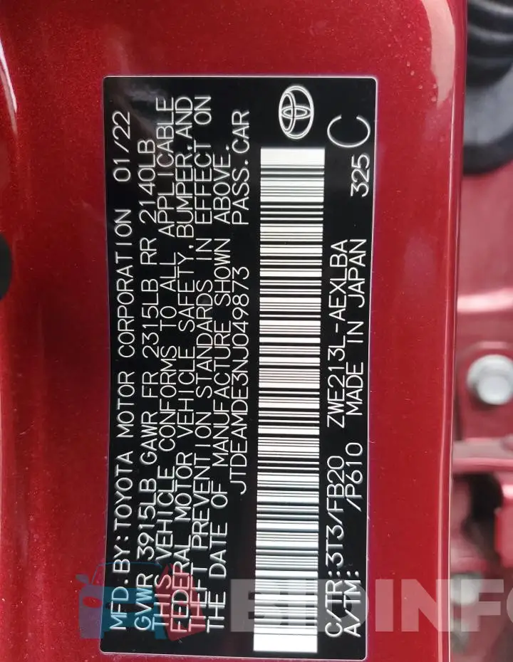 JTDEAMDE3NJ049873 Photo# 12