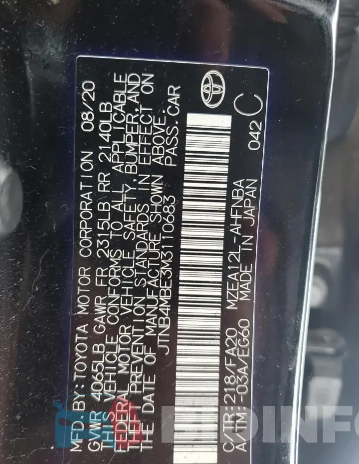 JTNB4MBE3M3110683 Photo# 12