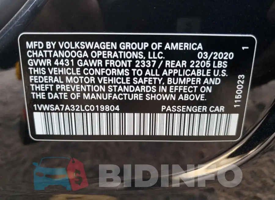 1VWSA7A32LC019804 Photo# 12