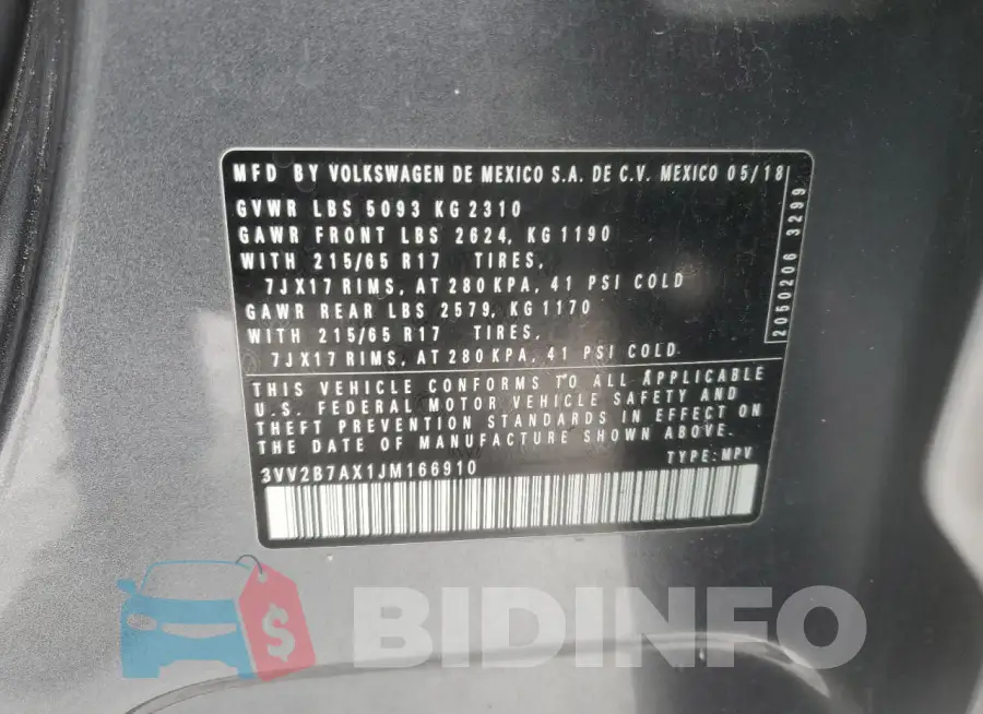 3VV2B7AX1JM166910 Photo# 14