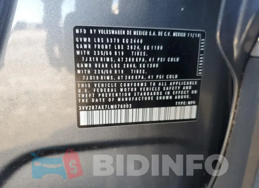 3VV2B7AX7LM076003 Photo# 13