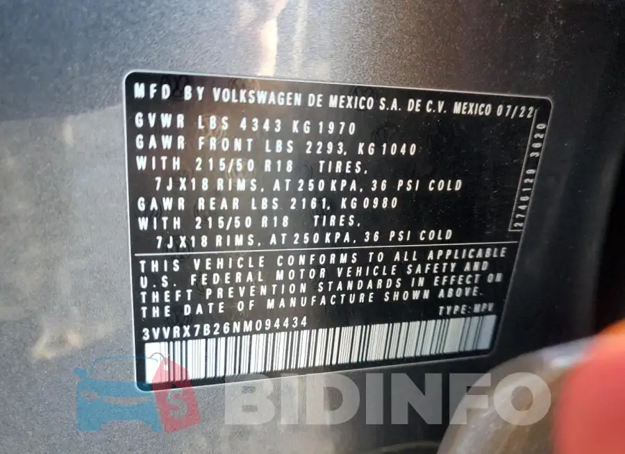 3VVRX7B26NM094434 Photo# 13