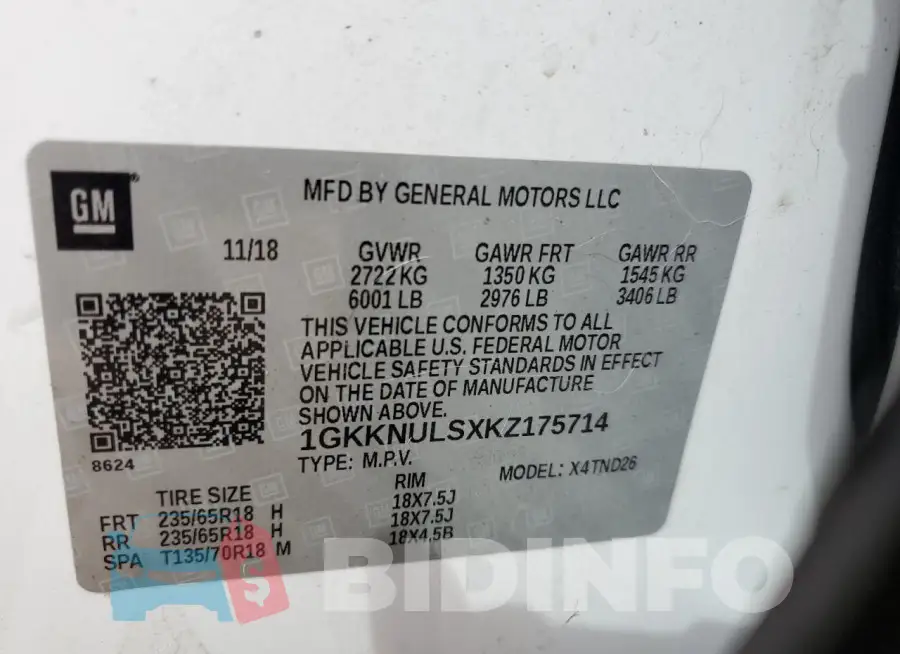 1GKKNULSXKZ175714 Photo# 14