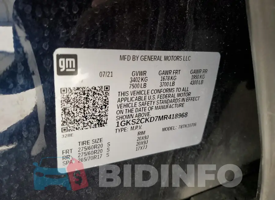 1GKS2CKD7MR418968 Photo# 13