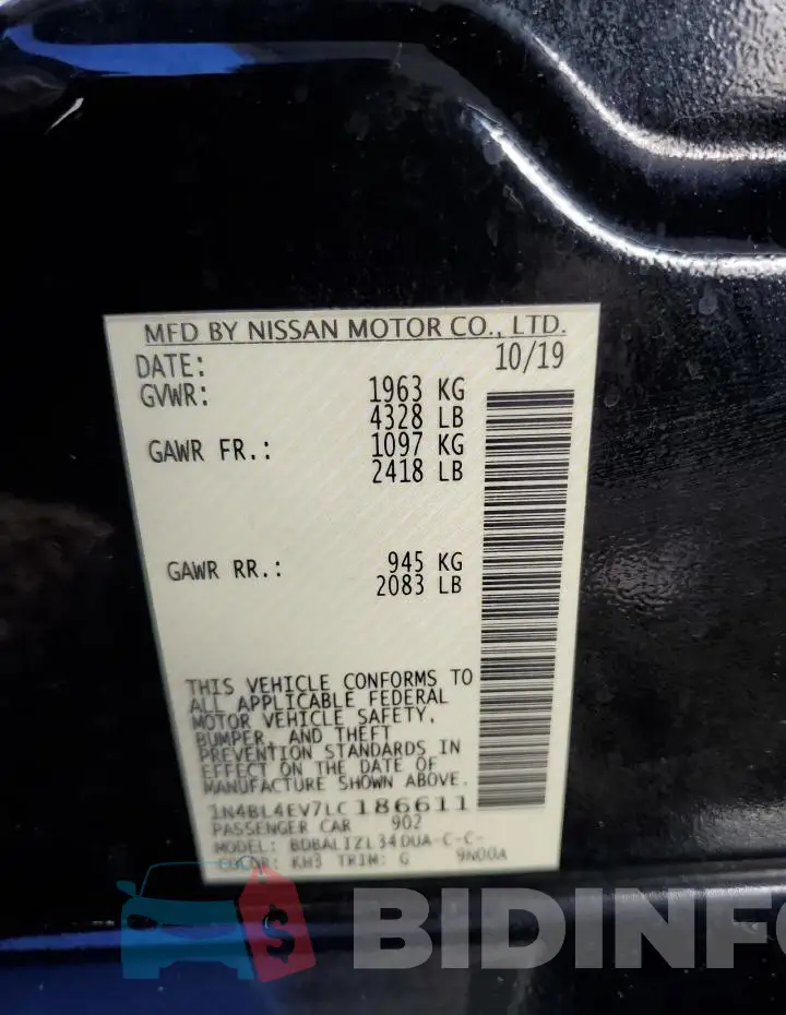 1N4BL4EV7LC186611 Photo# 13
