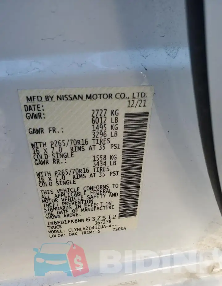 1N6ED1EK8NN637512 Photo# 12