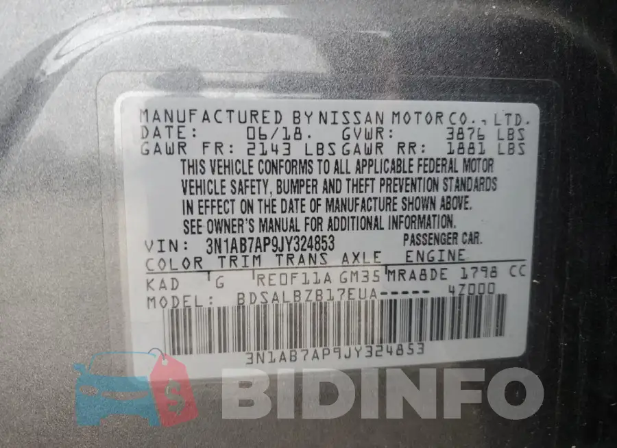 3N1AB7AP9JY324853 Photo# 12
