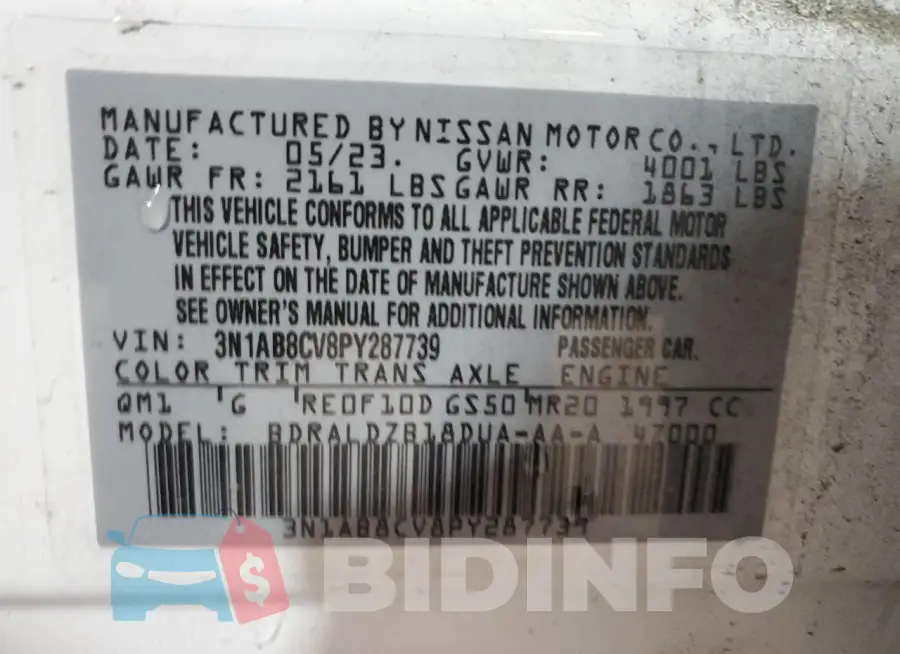 3N1AB8CV8PY287739 Photo# 12