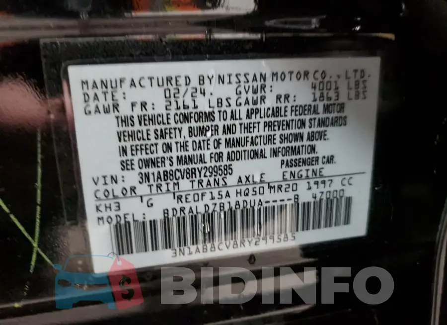 3N1AB8CV8RY299585 Photo# 13