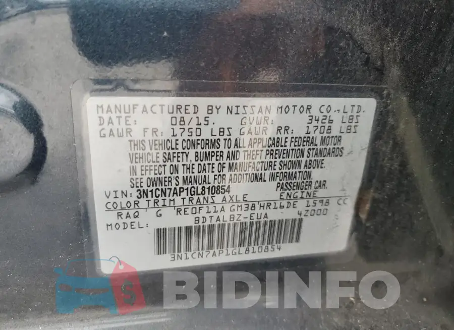 3N1CN7AP1GL810854 Photo# 12