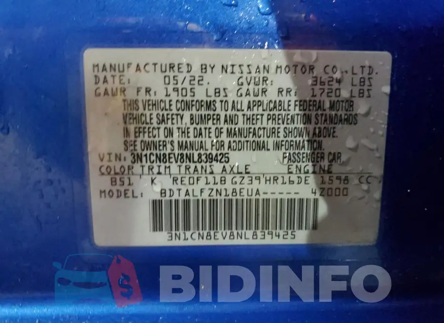 3N1CN8EV8NL839425 Photo# 12