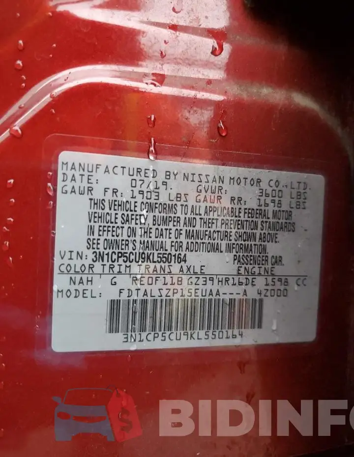 3N1CP5CU9KL550164 Photo# 13