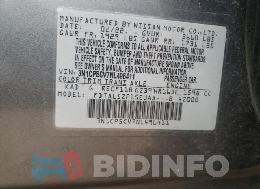 3N1CP5CV7NL496411 Photo# 13