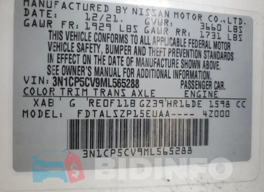 3N1CP5CV9ML565288 Photo# 12