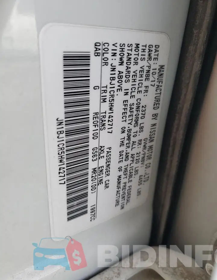 JN1BJ1CR5HW142717 Photo# 12