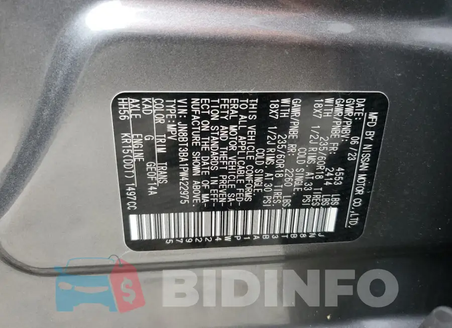 JN8BT3BA1PW422975 Photo# 13