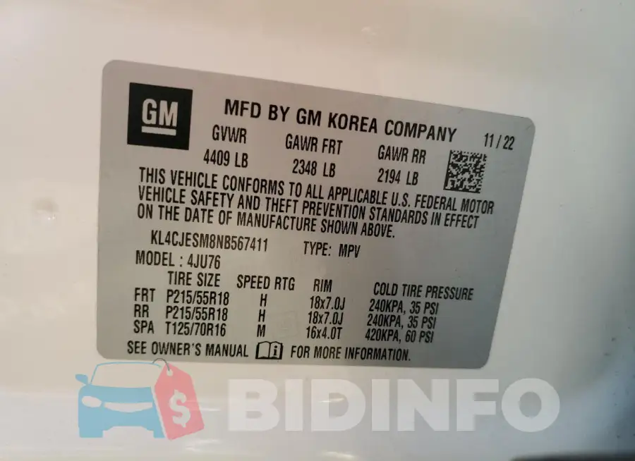 KL4CJESM8NB567411 Photo# 13