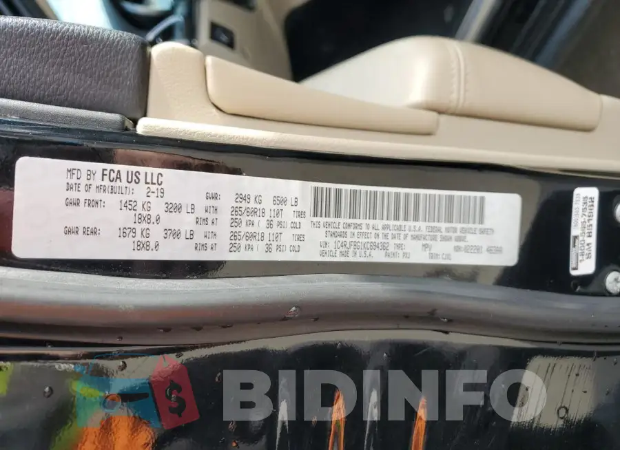 1C4RJFBG1KC694362 Photo# 14