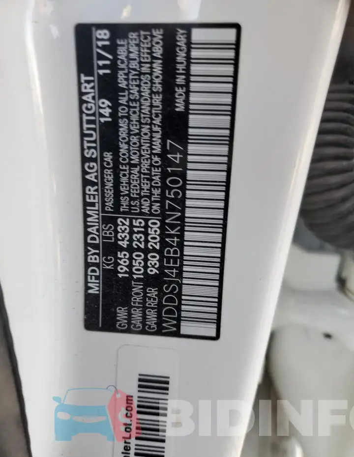 WDDSJ4EB4KN750147 Photo# 12
