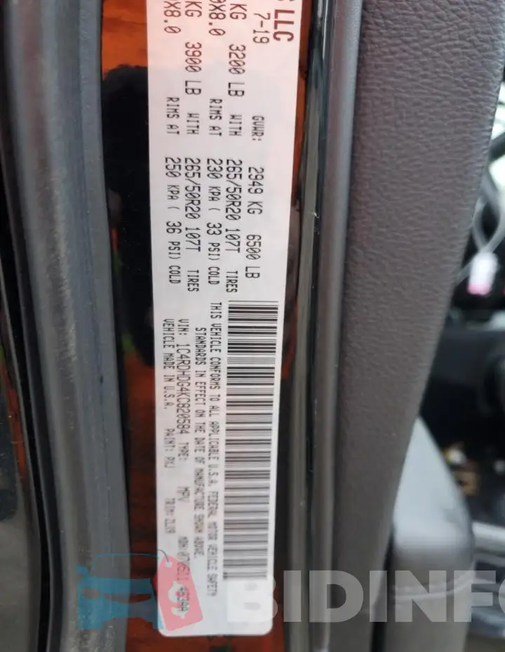 1C4RDHDG4KC820584 Photo# 13