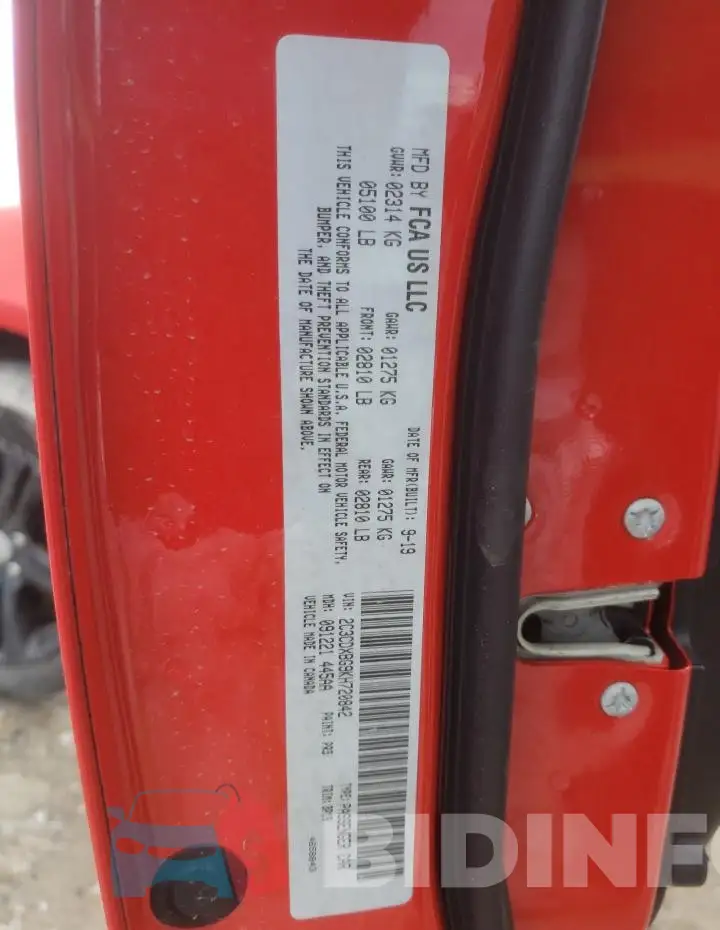 2C3CDXBG9KH720842 Photo# 12