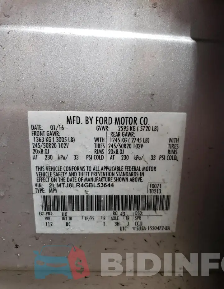 2LMTJ8LR4GBL53644 Photo# 14