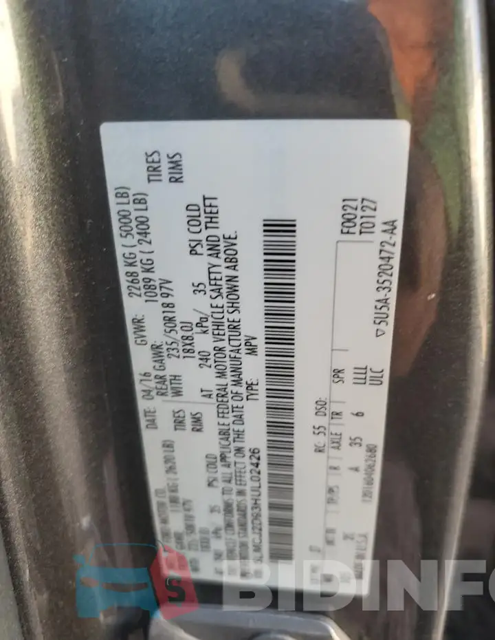 5LMCJ2D93HUL02426 Photo# 13