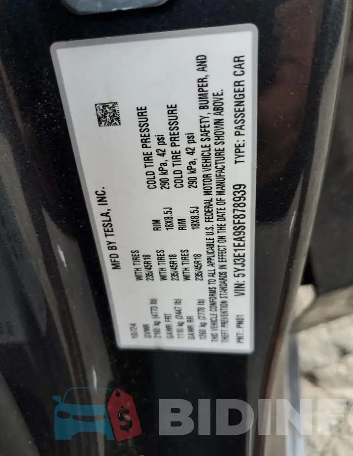 5YJ3E1EA9SF878939 Photo# 12
