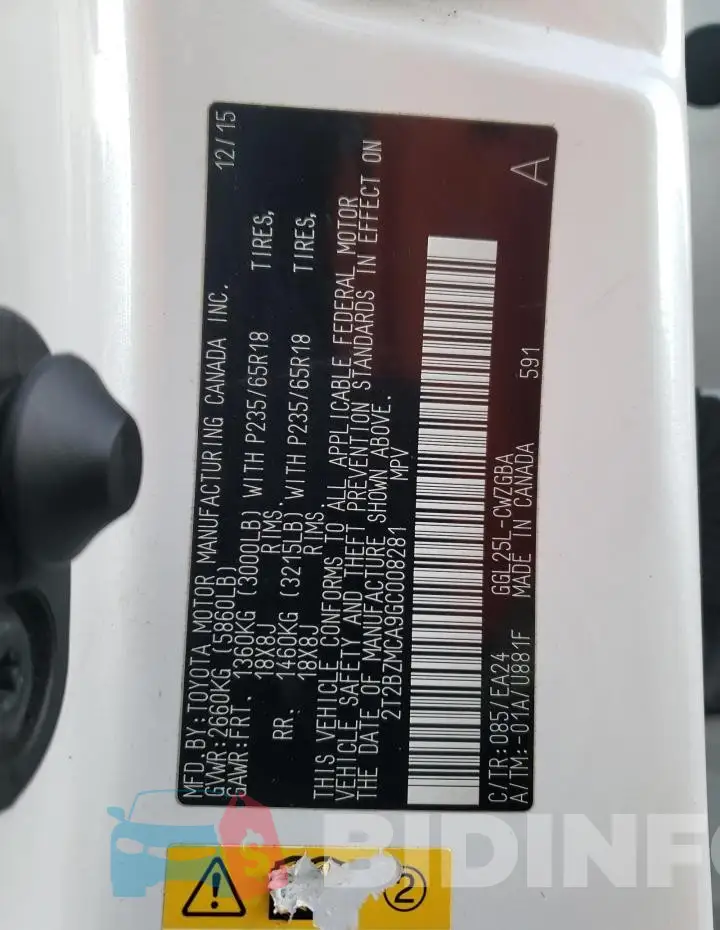 2T2BZMCA9GC008281 Photo# 13