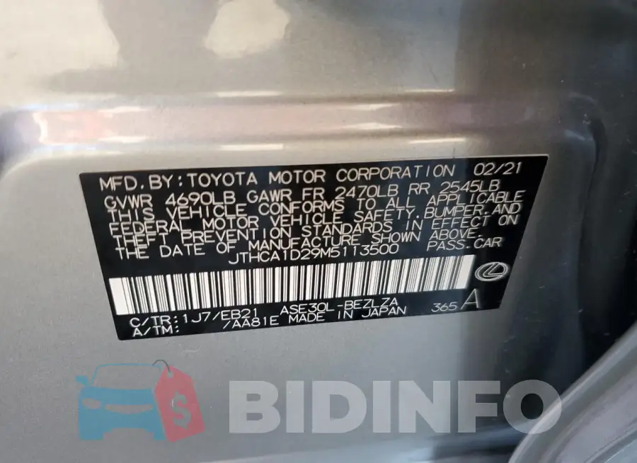 JTHCA1D29M5113500 Photo# 13