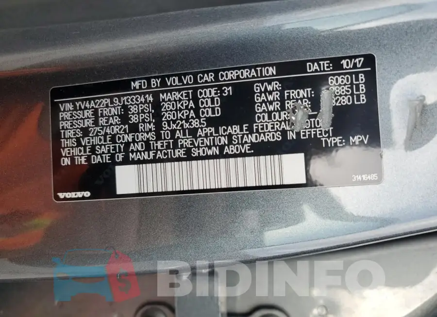 YV4A22PL9J1333414 Photo# 14
