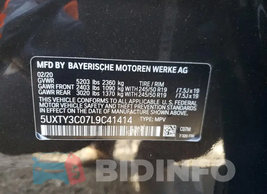5UXTY3C07L9C41414 Photo# 14