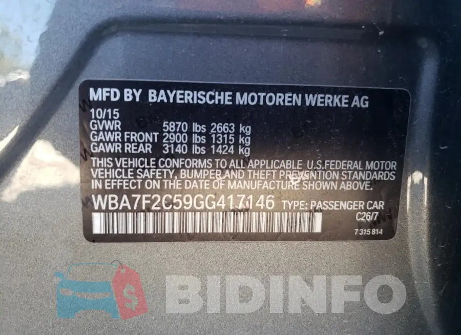 WBA7F2C59GG417146 Photo# 12