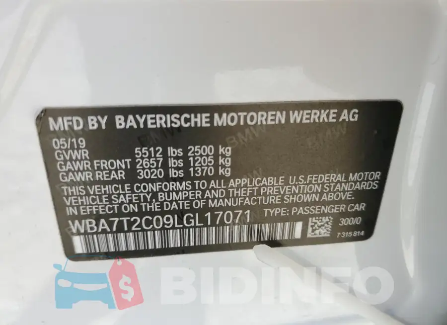 WBA7T2C09LGL17071 Photo# 12