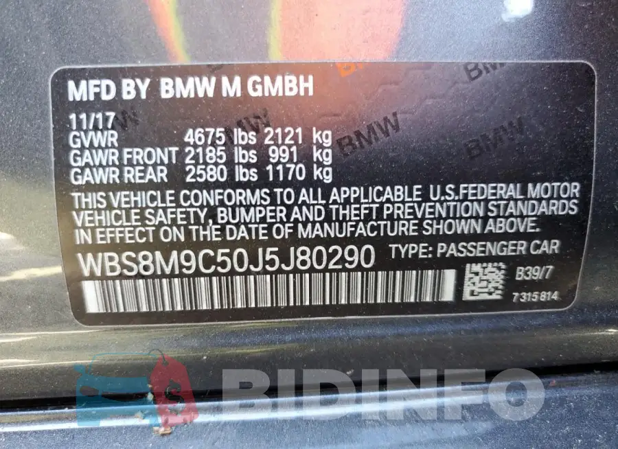 WBS8M9C50J5J80290 Photo# 12